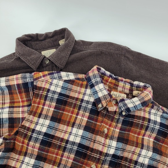 RedHead Other - RedHead Flannel Large Shirt Bundle Plaid Brown Button Down Long Sleeve